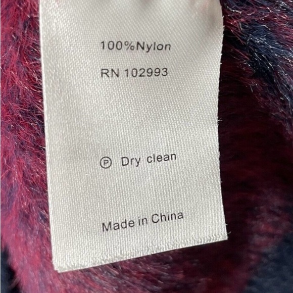 Thakoon Collective Fuzzy Sweater Pull On Mock Neck Red Blue Size XL - Picture 7 of 10